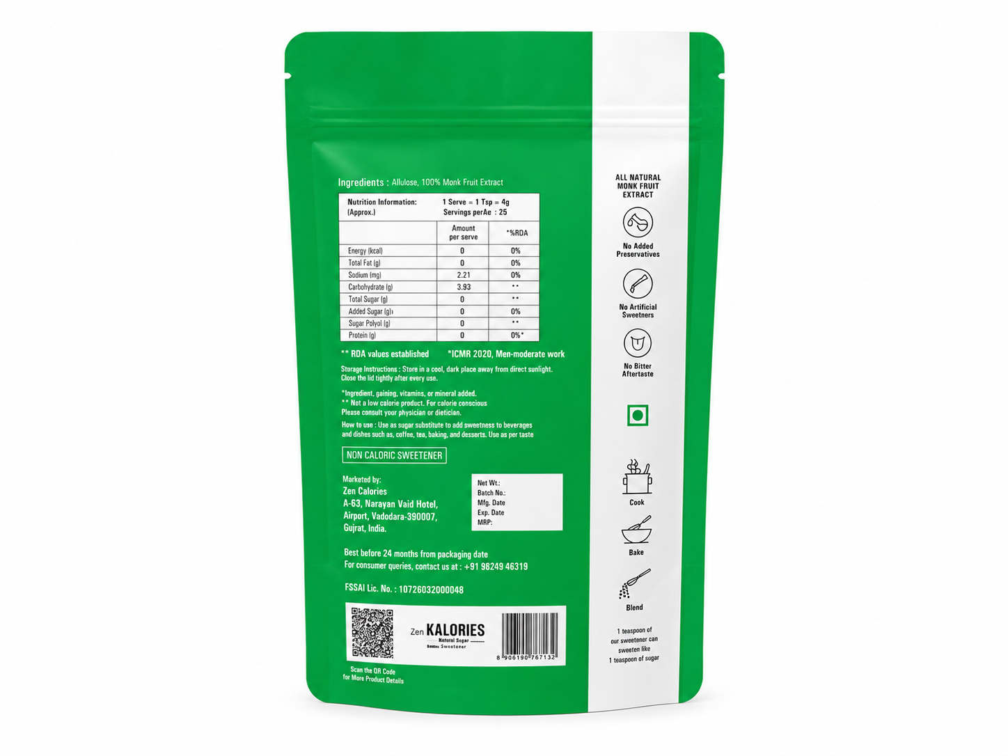 Zero Kal0ries – Natural Sweetener - 100g/400g/800g