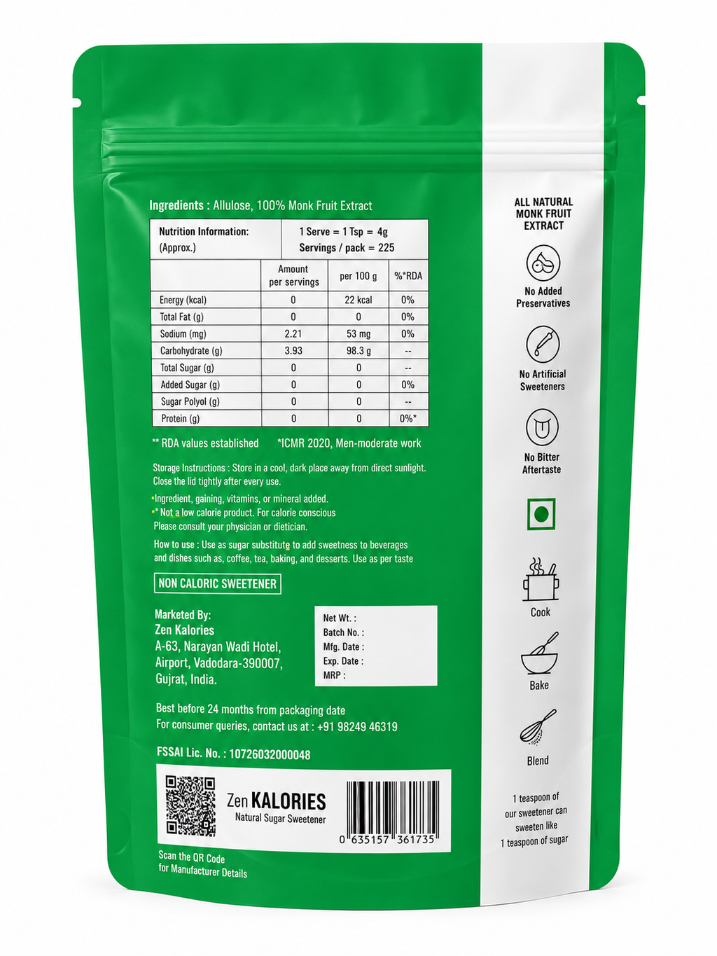 Zero Kal0ries – Natural Sweetener - 100g/400g/800g