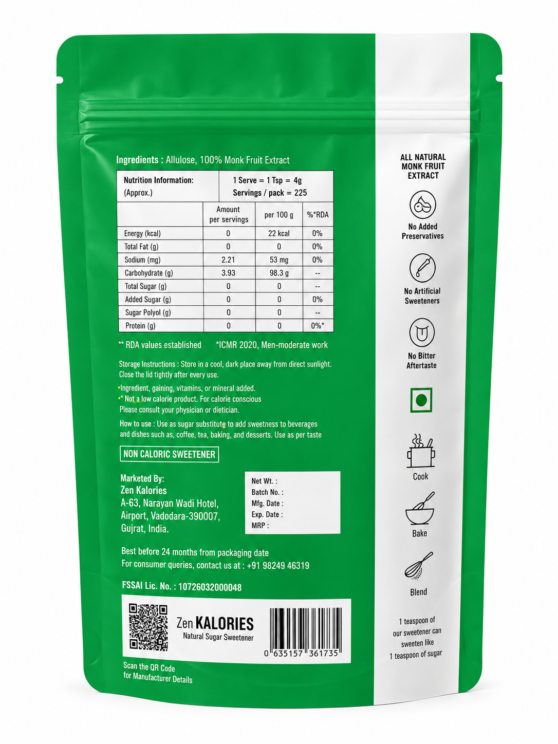 Zero Kal0ries – Natural Sweetener - 100g/400g/800g
